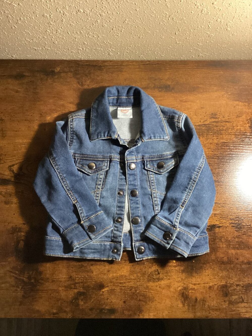 Girls Classic Blue Denim Trucker Jacket Button Front